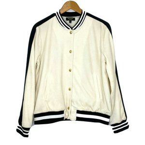 Juicy Couture Black Label LA Women's size Small Velour Bomber Jacket Lined Ivory